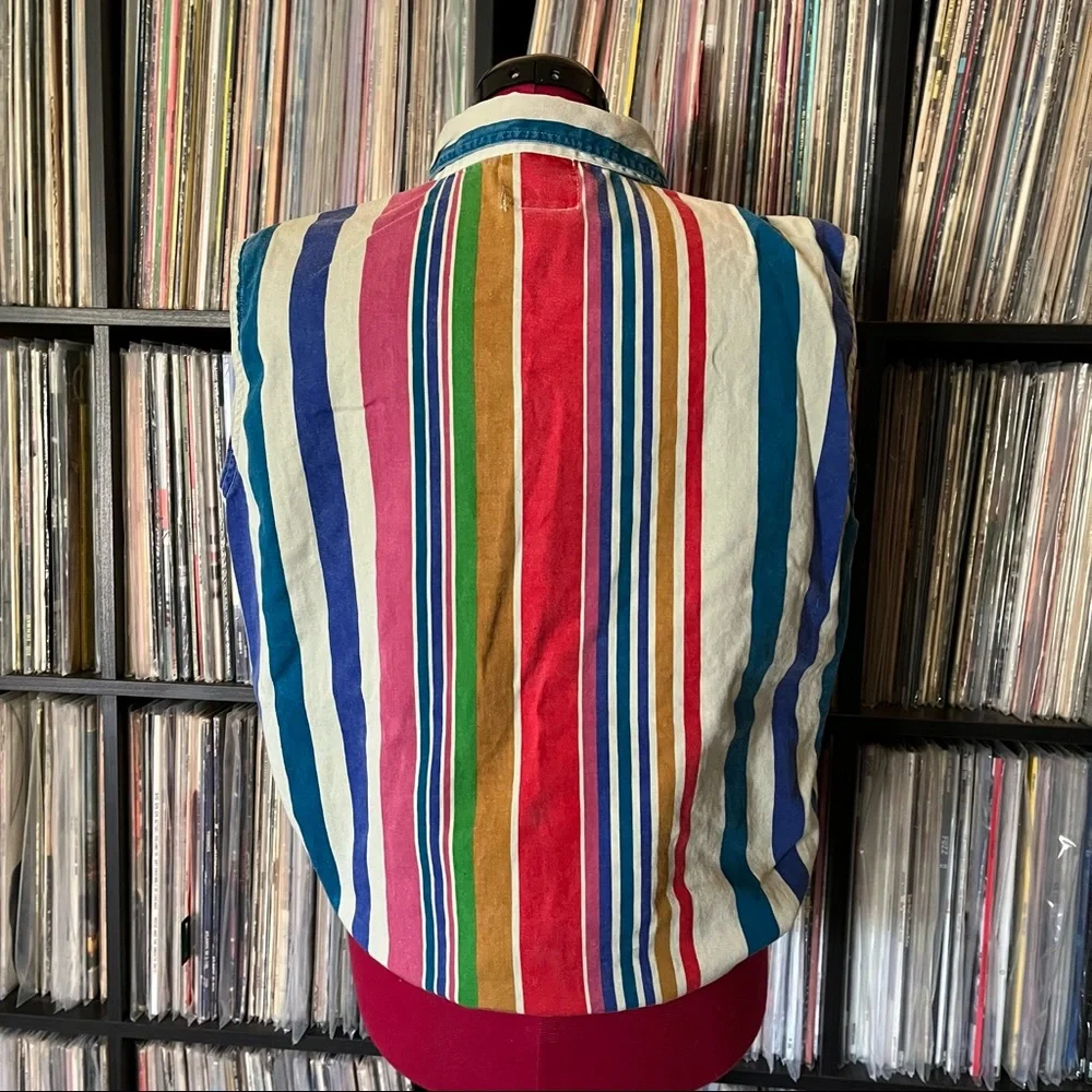 90s y2k vintage striped button down cotton - Picture 5 of 7